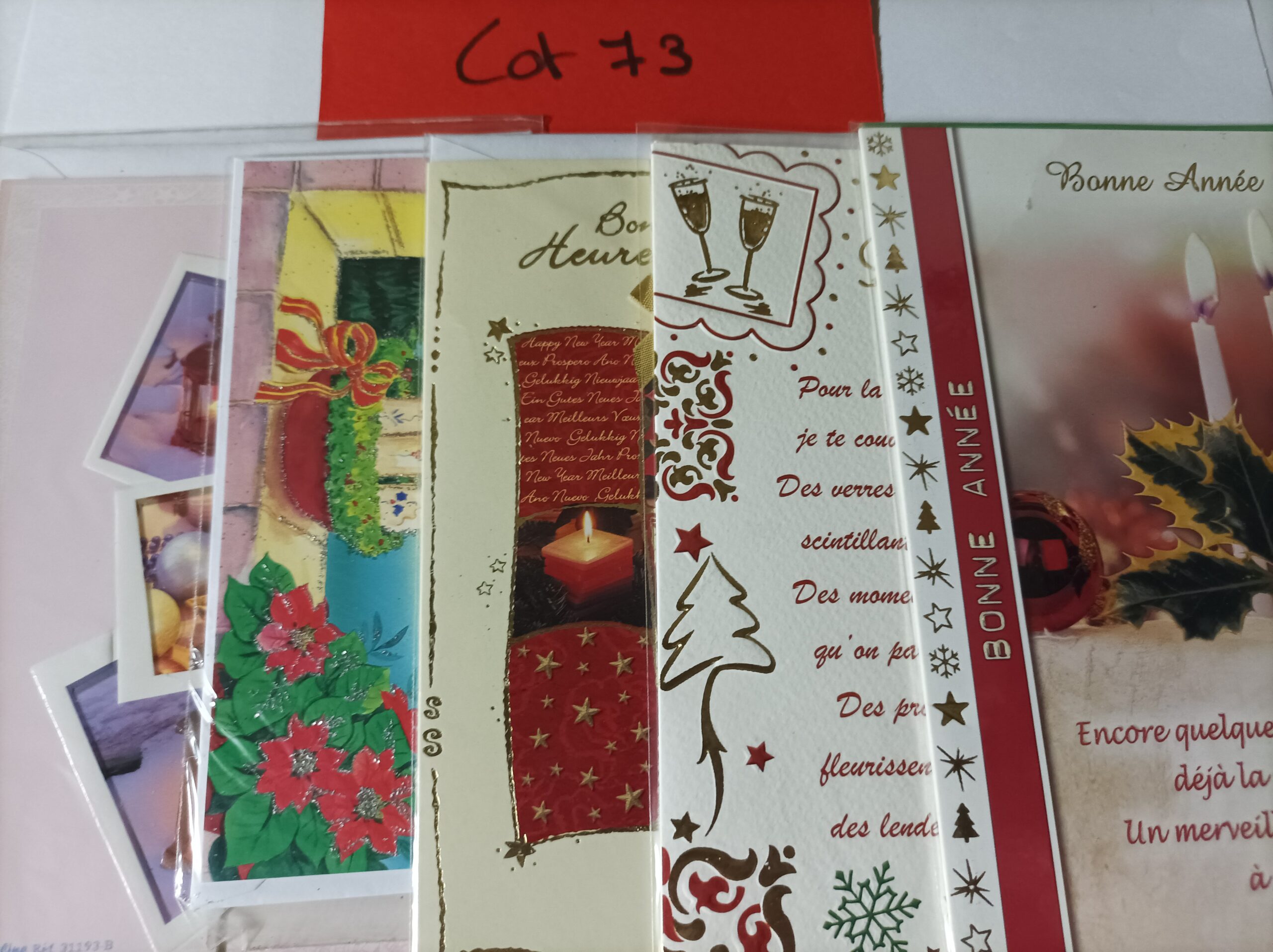 Lot de 5 cartes postales + enveloppes bonne année (lot 73)