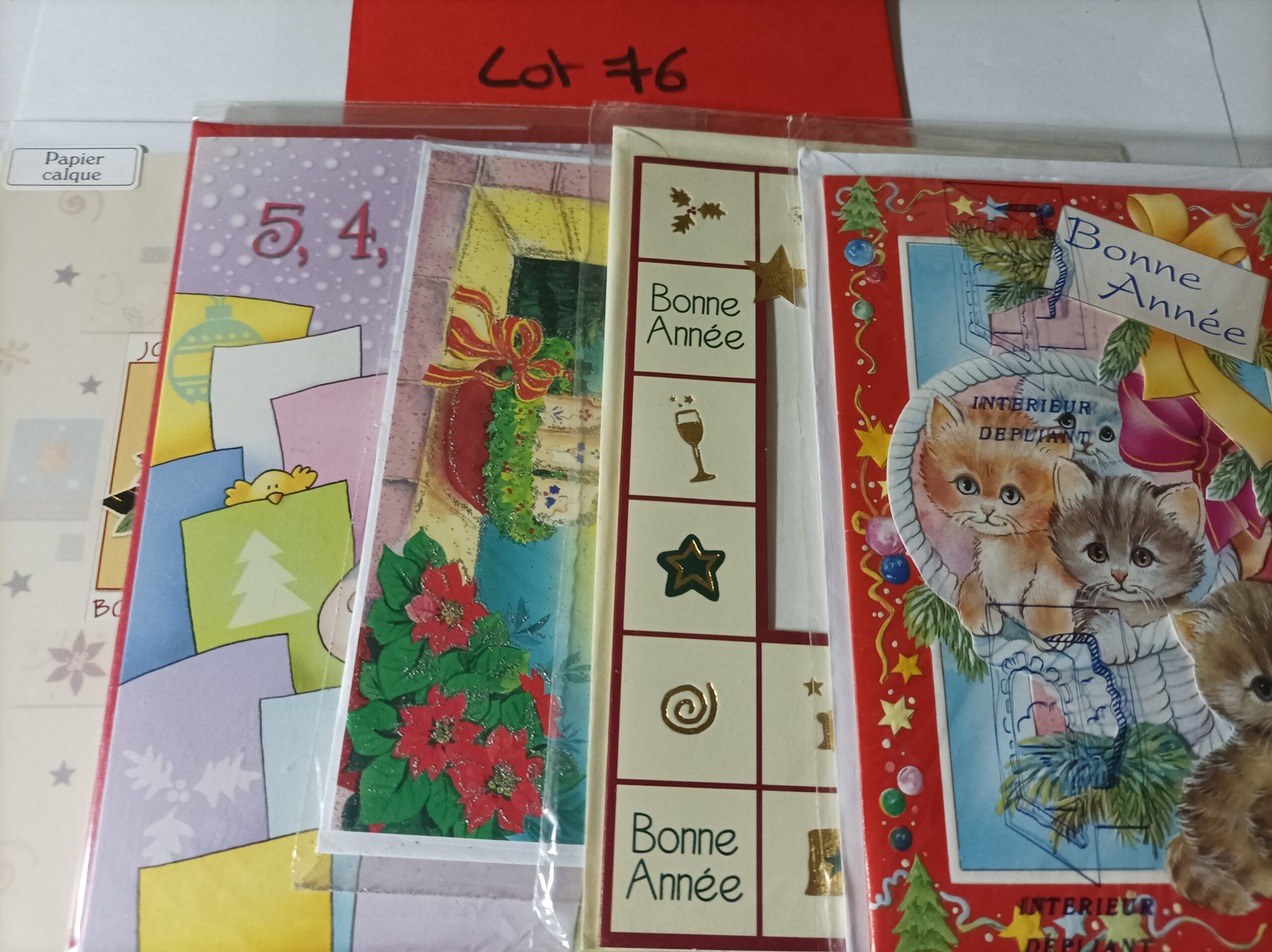 Lot de 5 cartes postales + enveloppes bonne année (lot 76)