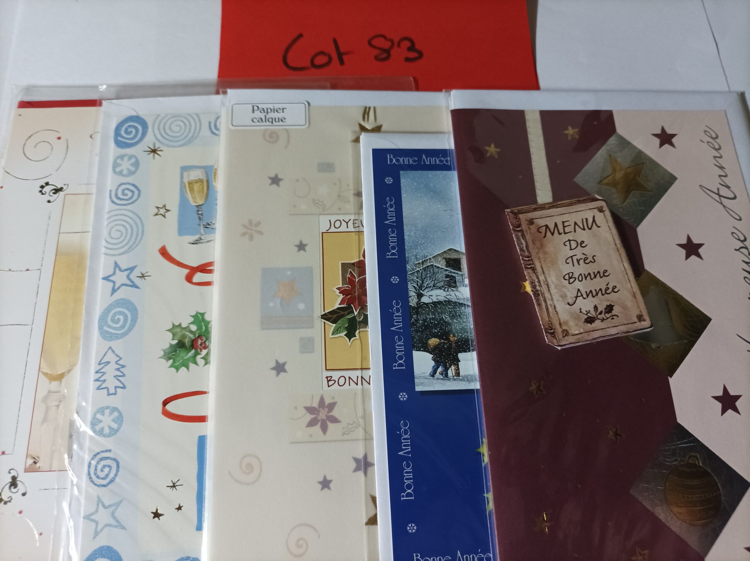 Lot de 5 cartes postales + enveloppes bonne année (lot 83)