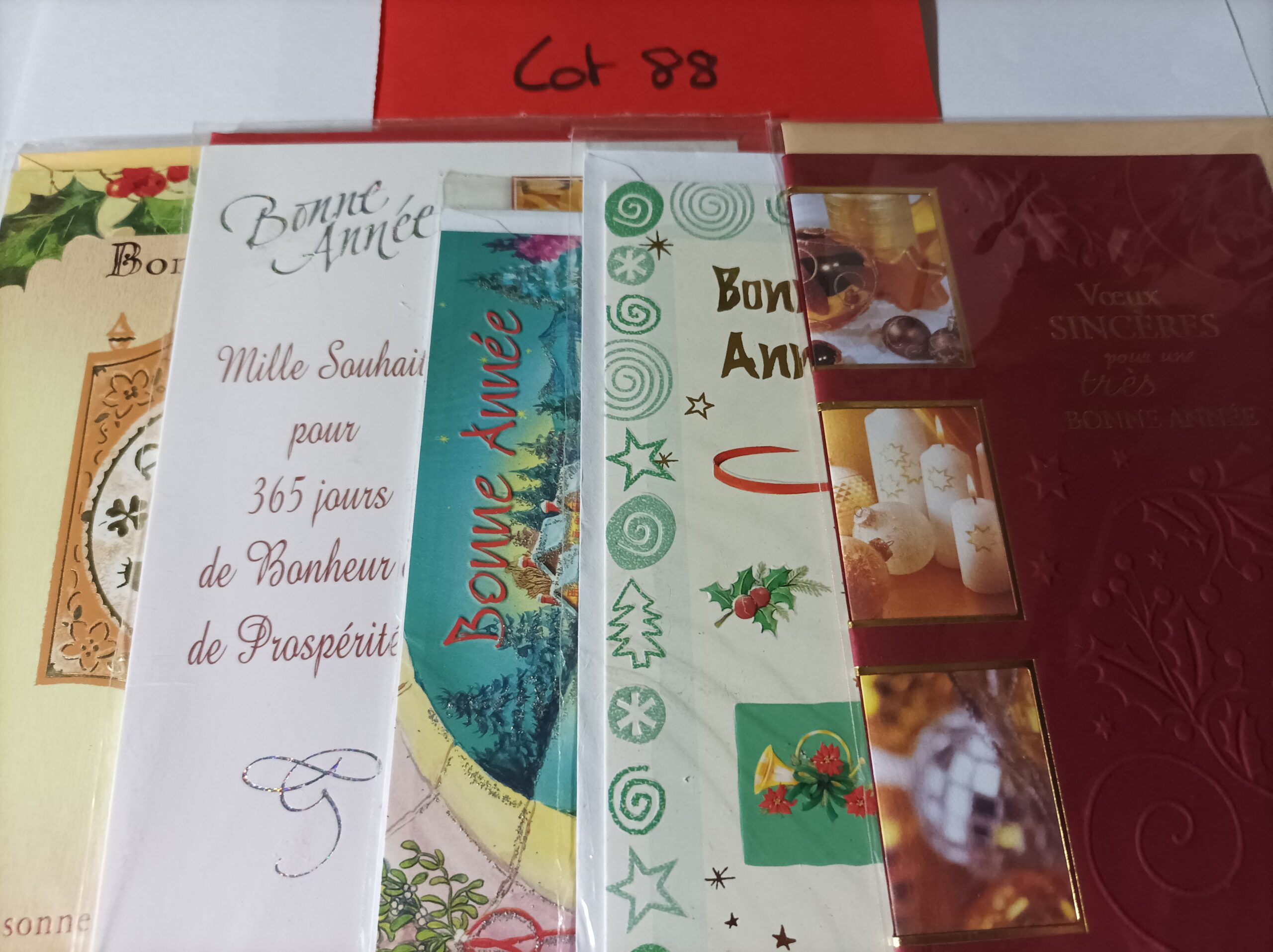 Lot de 5 cartes postales + enveloppes bonne année (lot 88)