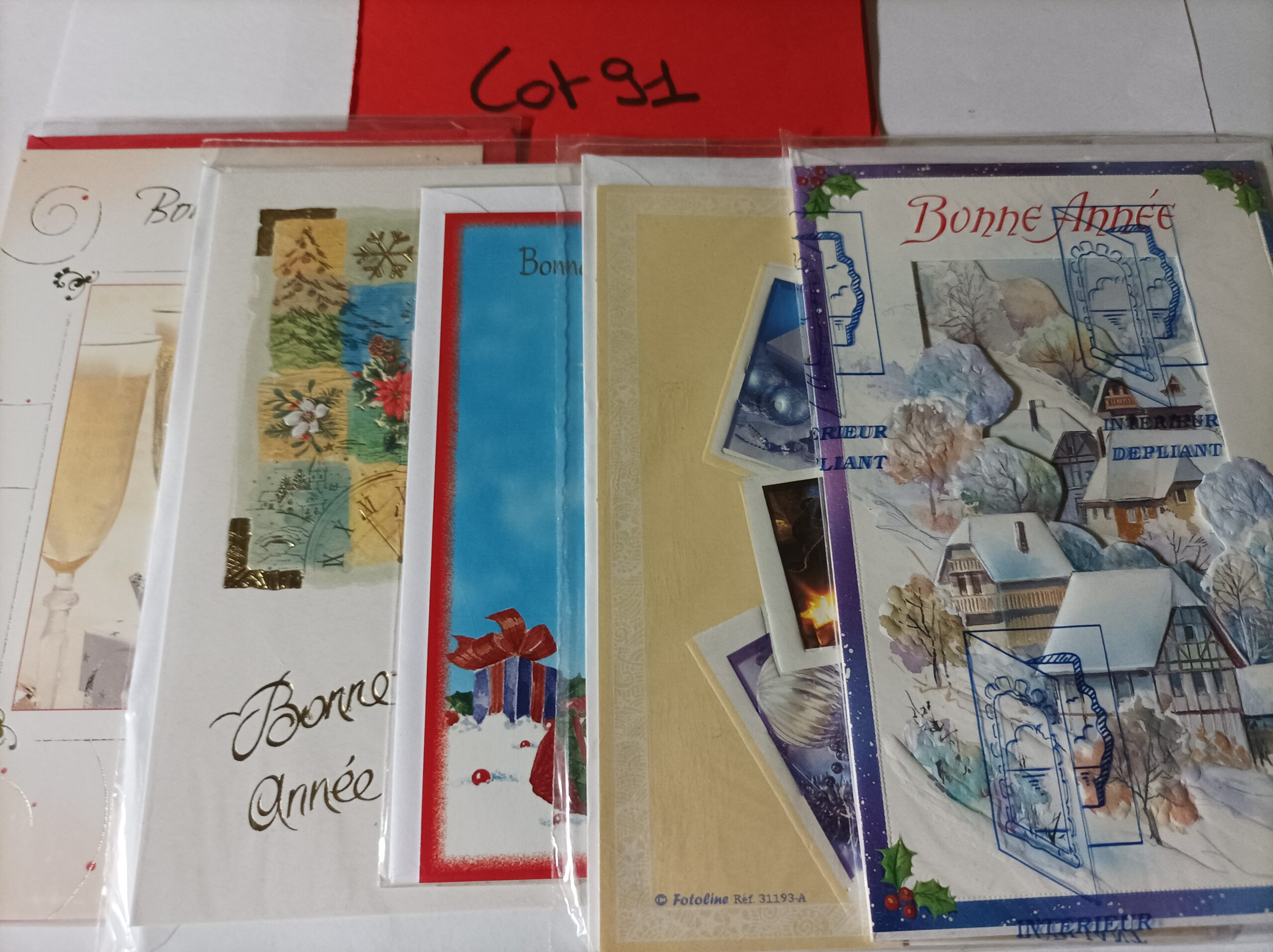 Lot de 5 cartes postales + enveloppes bonne année (lot 91)