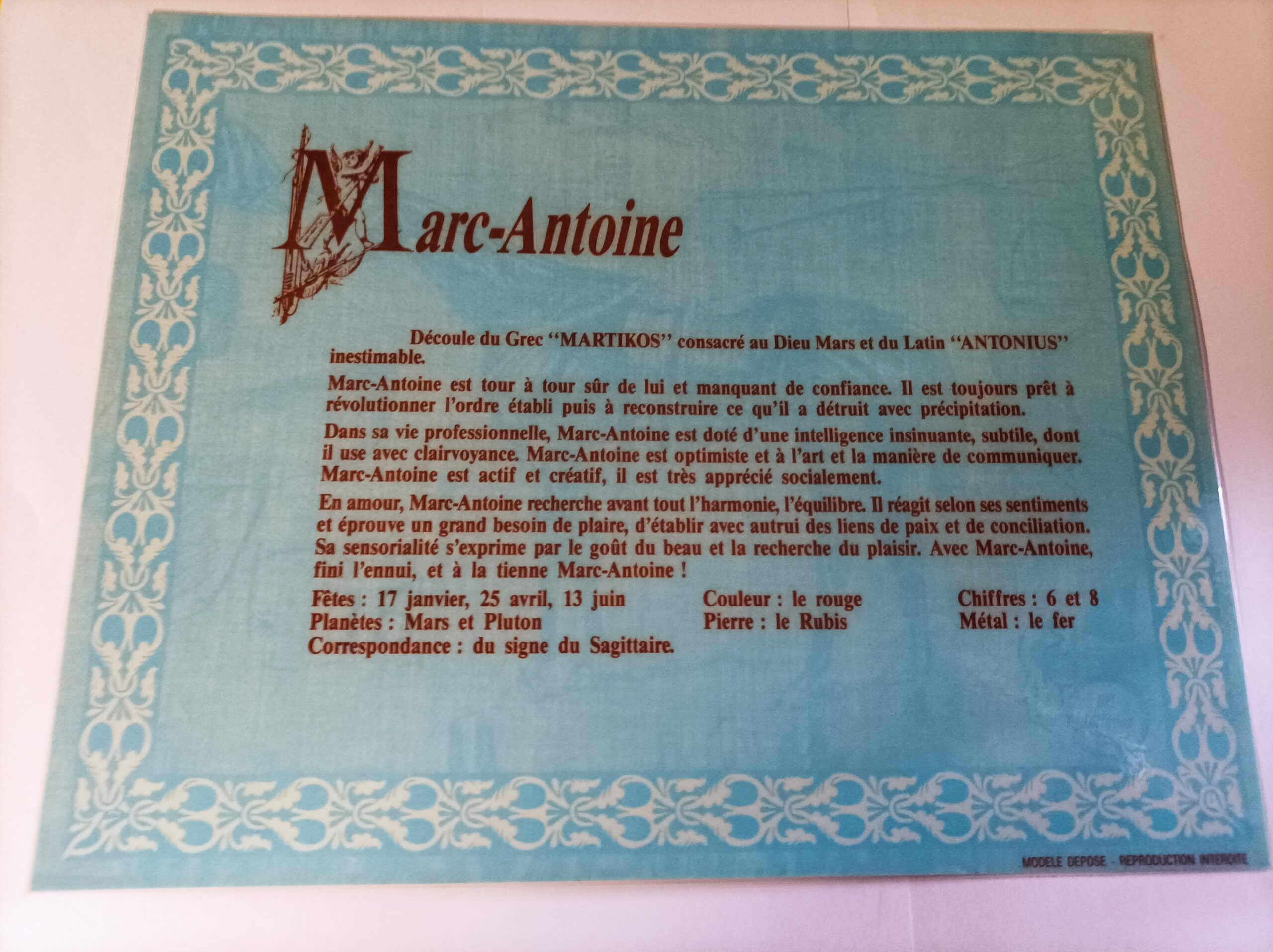 Affiche signification du prénom MARC-ANTOINE