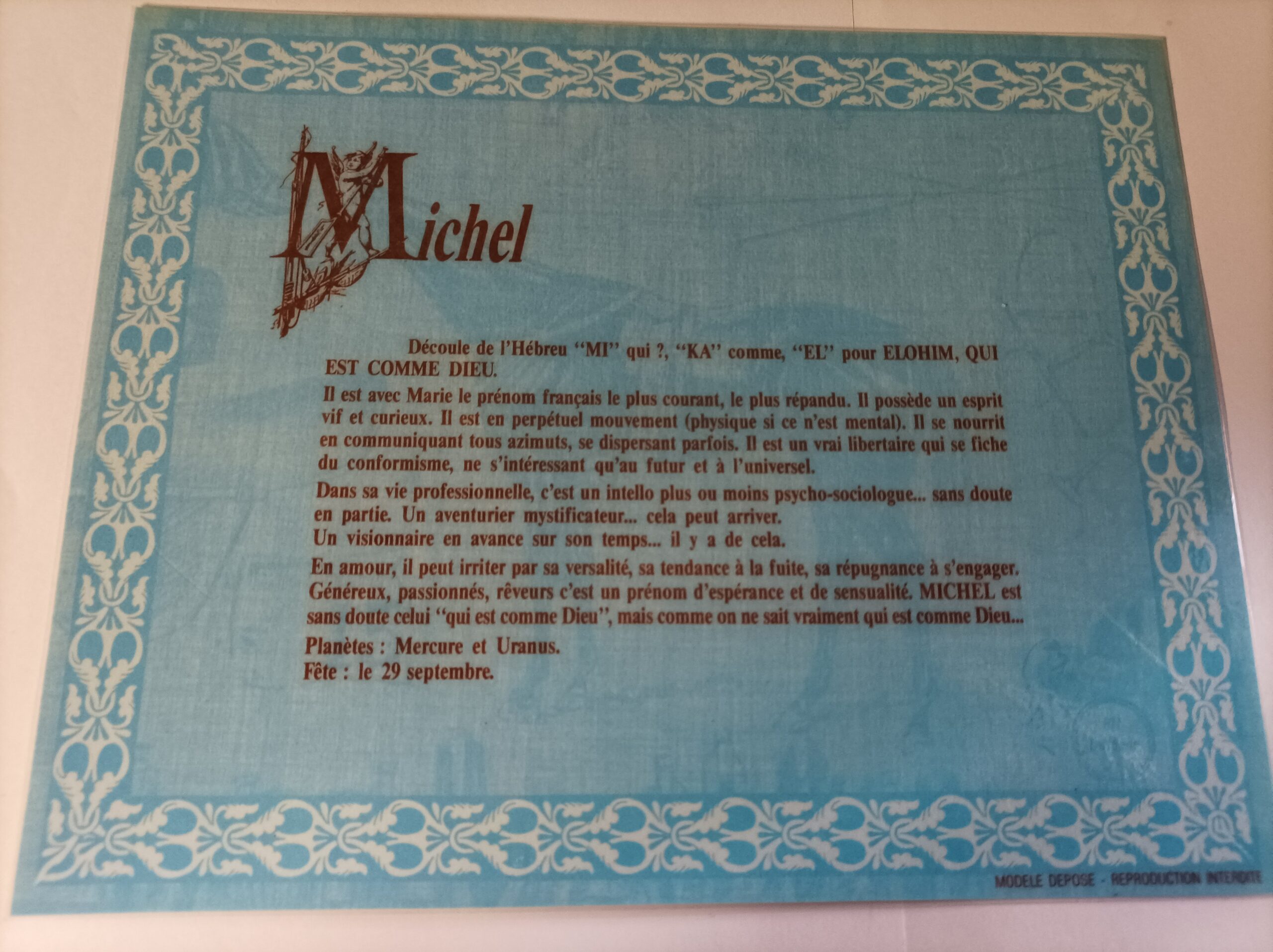 Affiche signification du prénom MICHEL