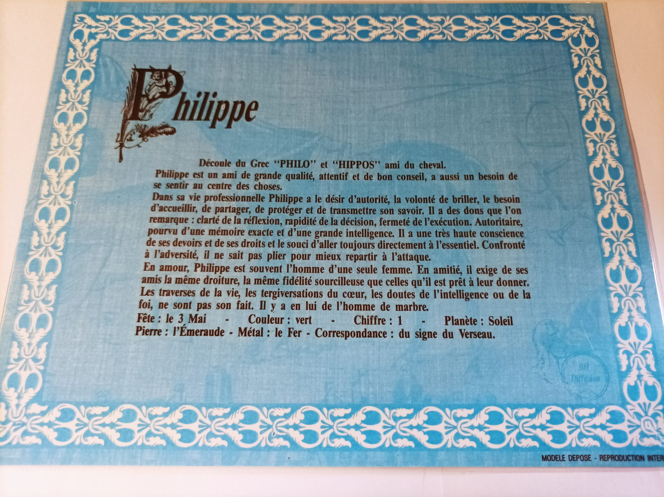 Affiche signification du prénom PHILIPPE