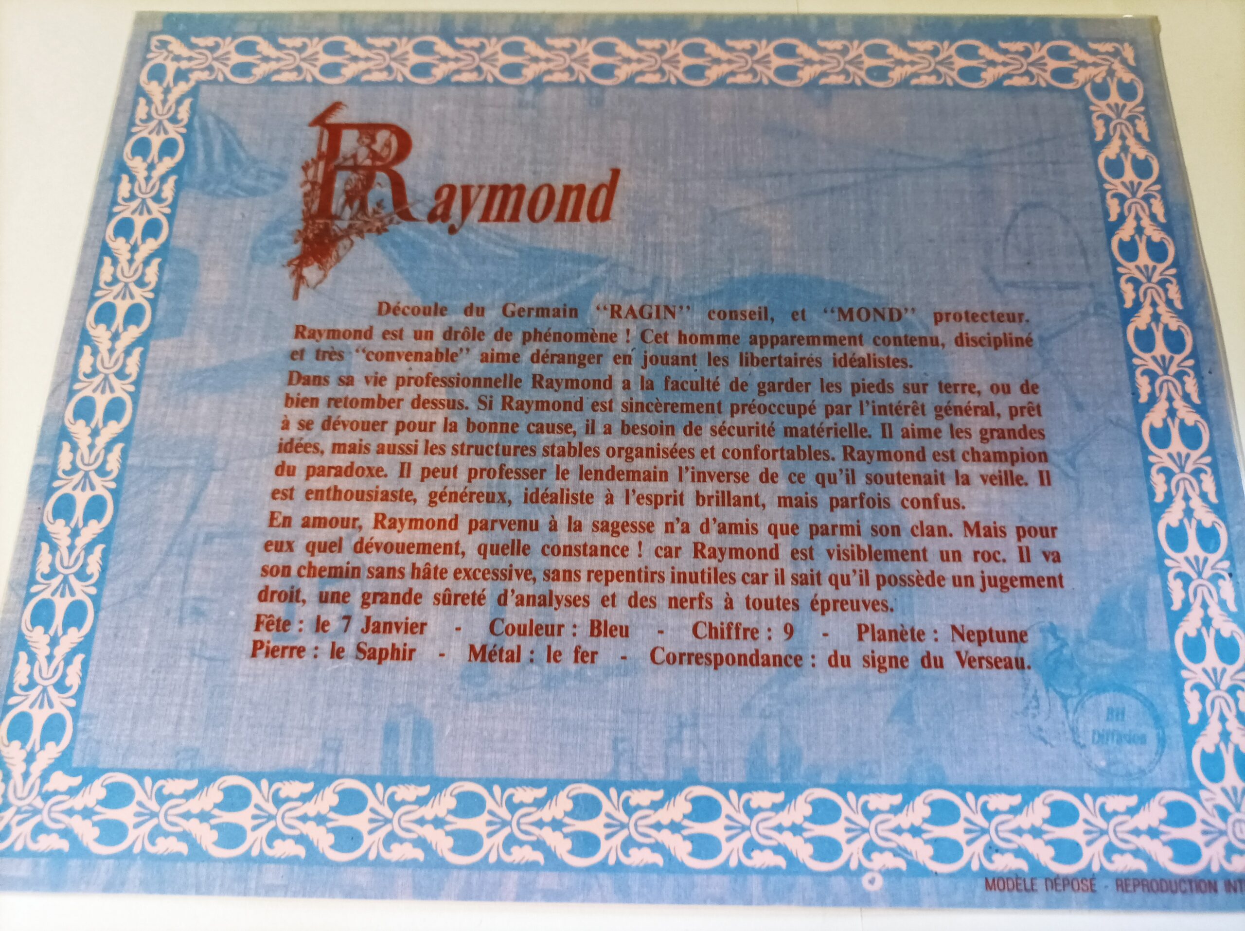 Affiche signification du prénom RAYMOND