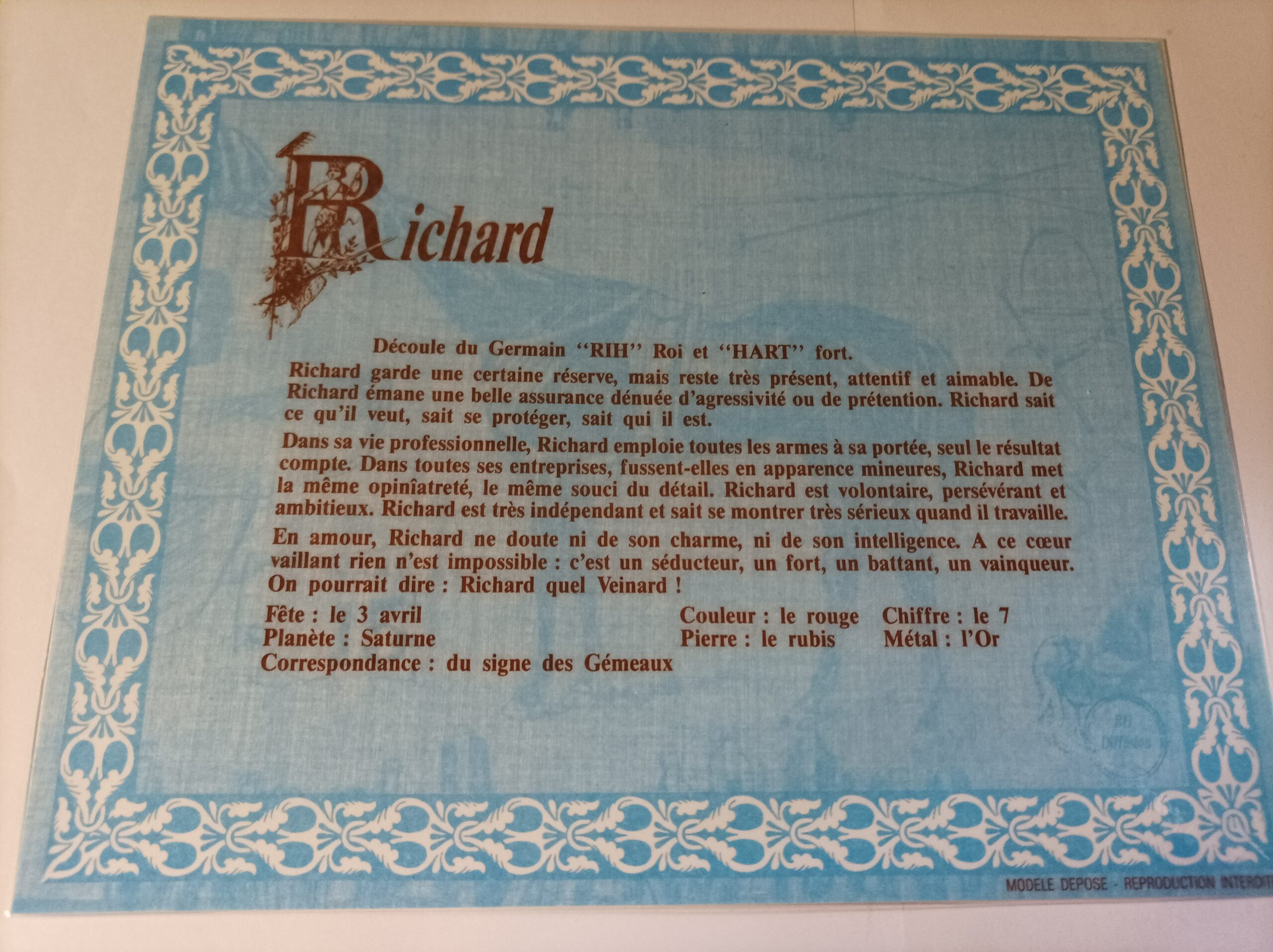 Affiche signification du prénom RICHARD