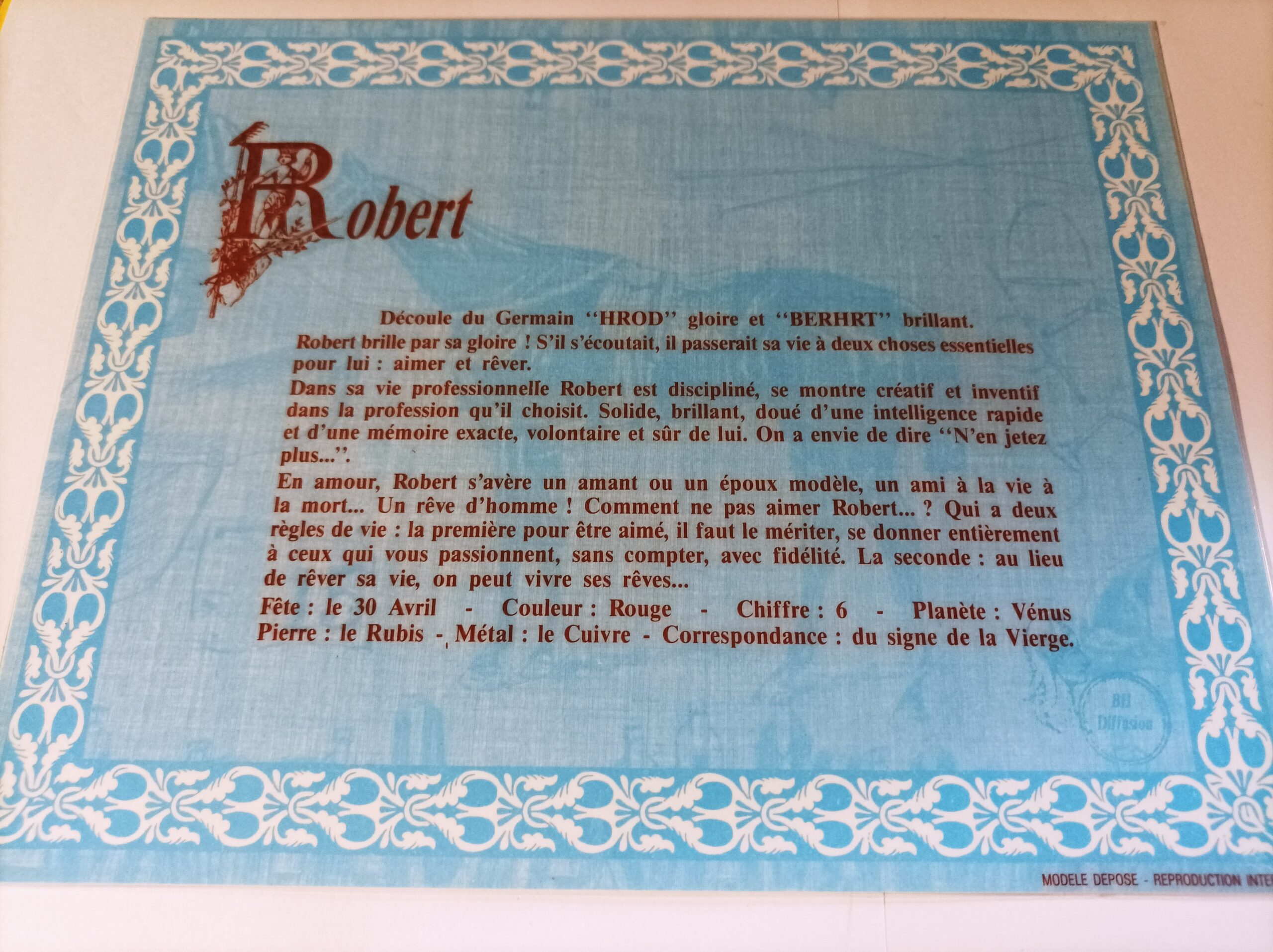 Affiche signification du prénom ROBERT