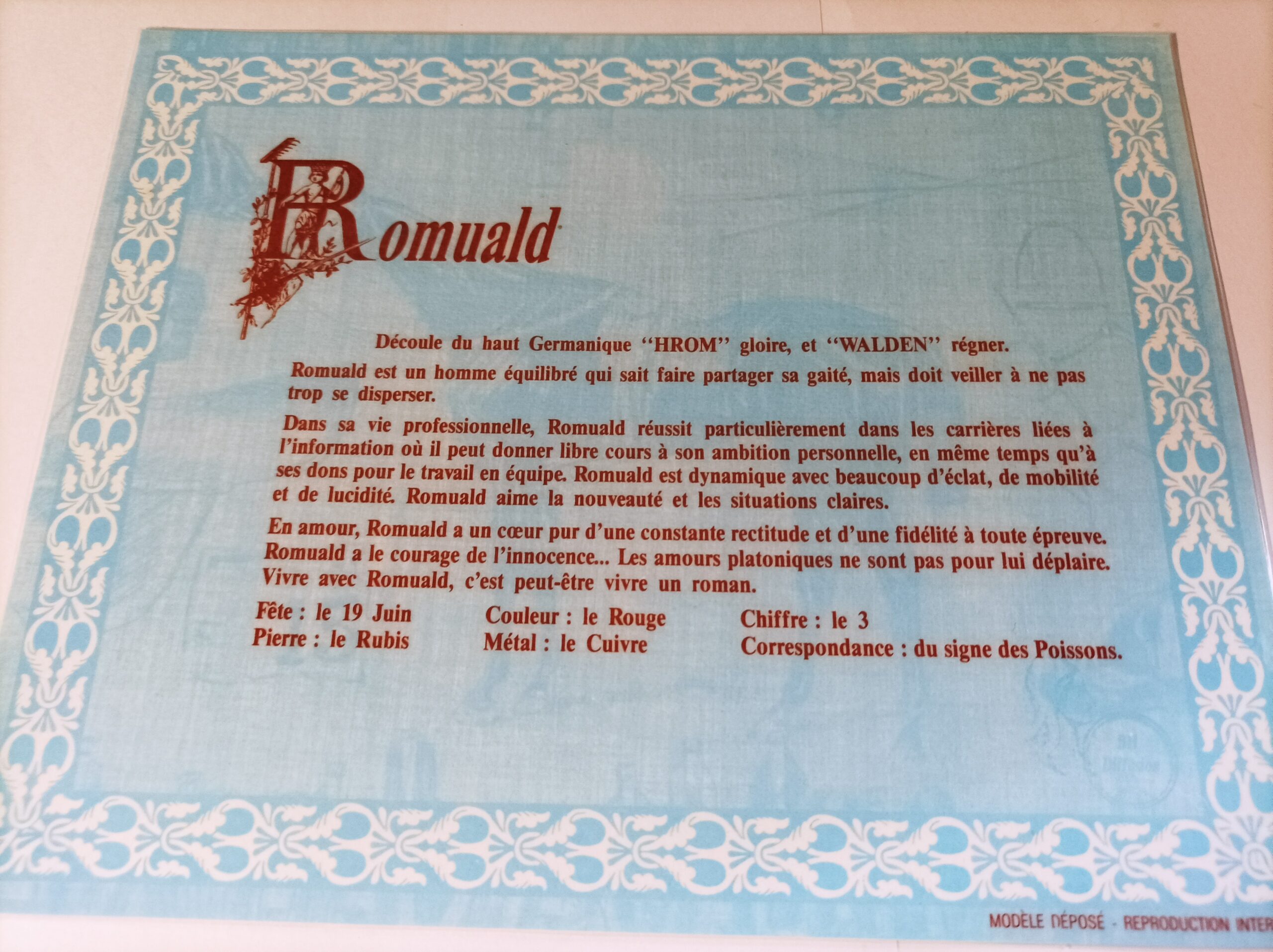 Affiche signification du prénom ROMUALD