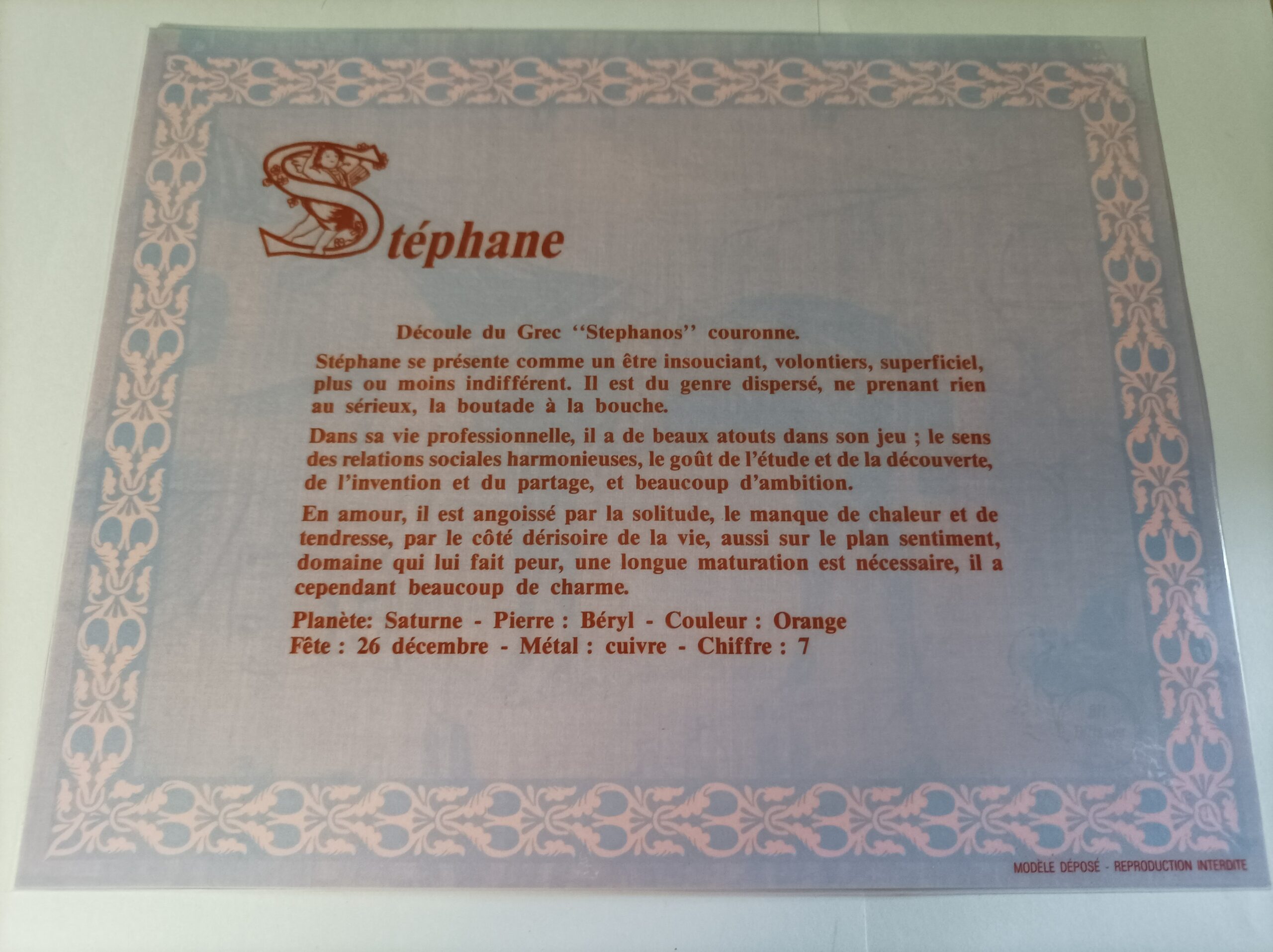 Affiche signification du prénom STÉPHANE