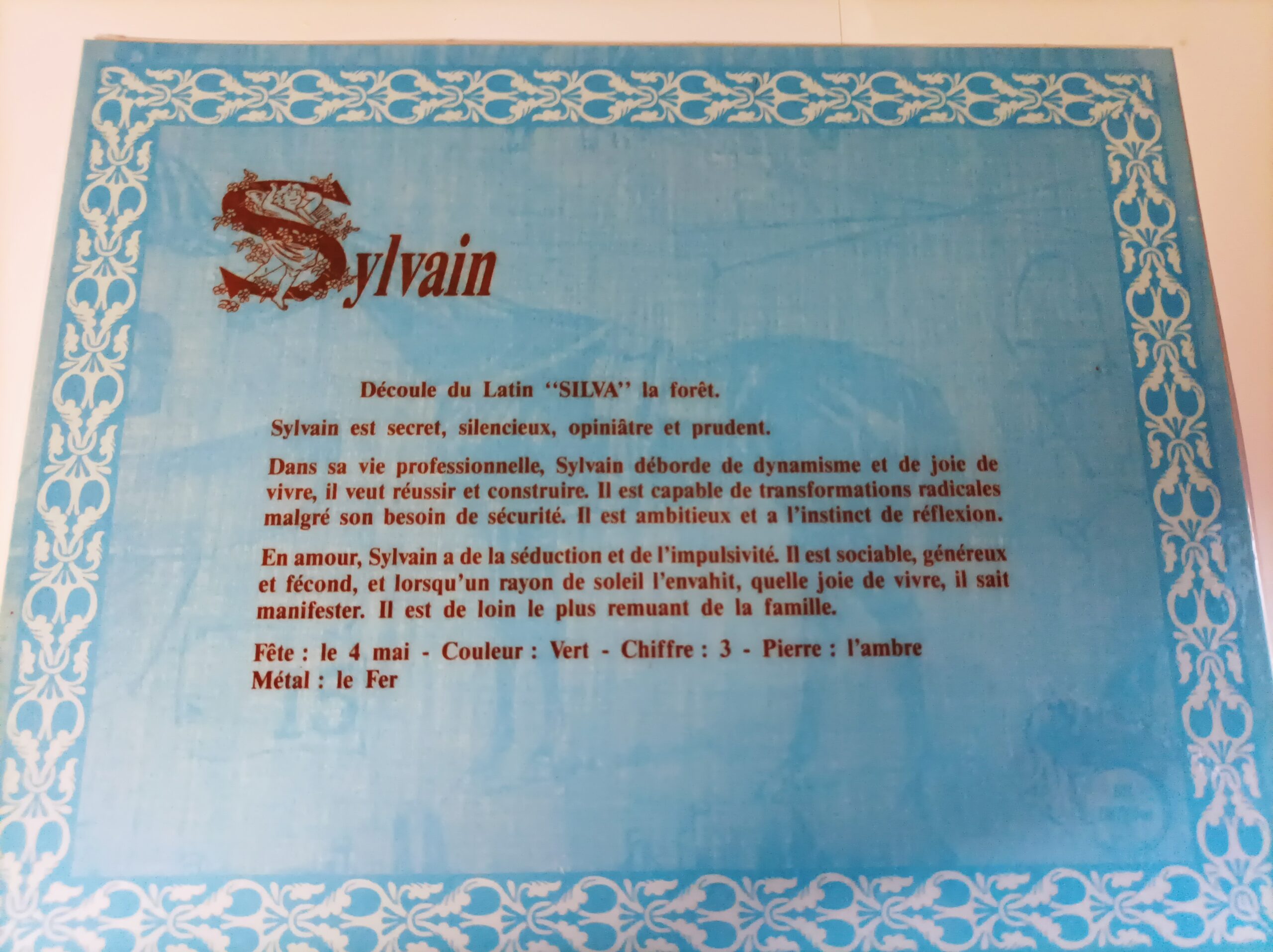 Affiche signification du prénom SYLVAIN