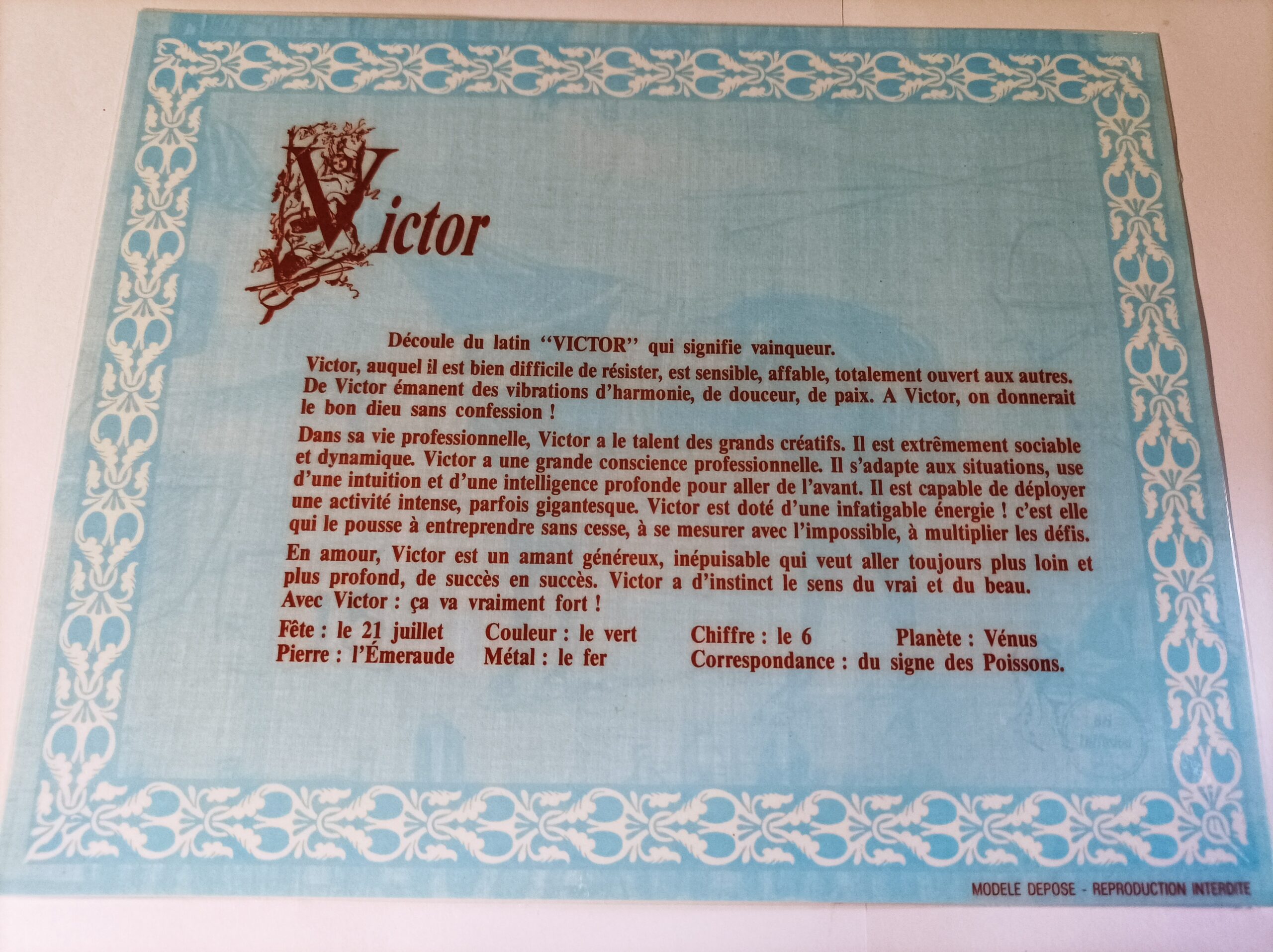 Affiche signification du prénom VICTOR